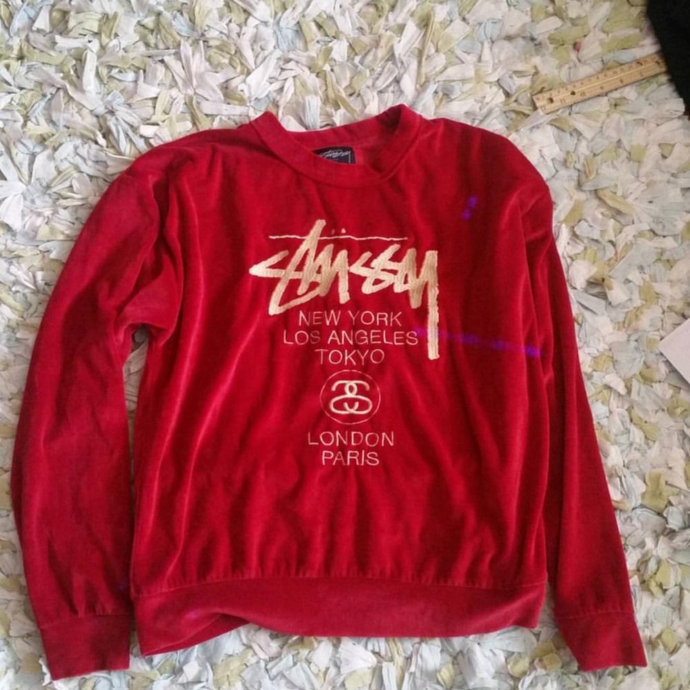 Stussy long sleeve velvet sweater